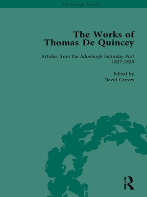 cover image of The Works of Thomas De Quincey, Part I Vol 5